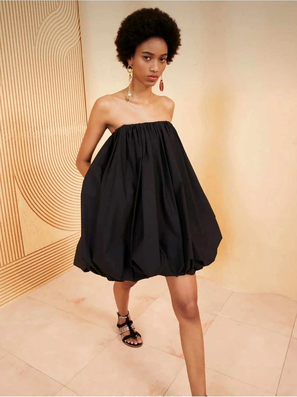Ulla Johnson Black Polline Strapless Bubble Dress Size 2
